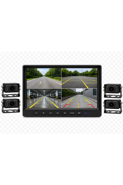Navigold 4 Kameralı Araç Kayıt Sistemi 7" HD Monitör DVR Kayıt Özellikli Geri Görüş Kamera Seti