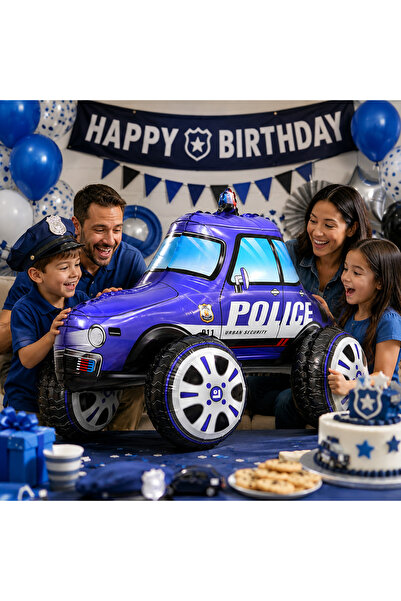 DODOMAR 4D Police Car Foil Balloon 68X58 cm Police Themed Birthday Party Orna...