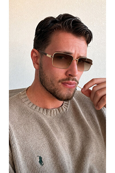 PİYESBOUTİQUE Men's Square Rectangular Eşref Single Sunglasses, Uv Protection...