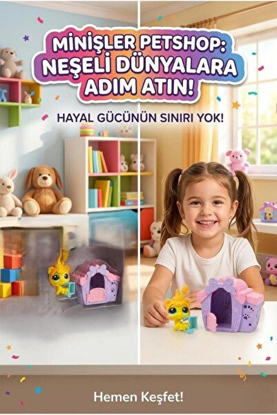 Tıfıl Toys Pet Shop Minişler Bal Arısı Kostümlü Miniş Figür ve Kulübe Oyun Se...