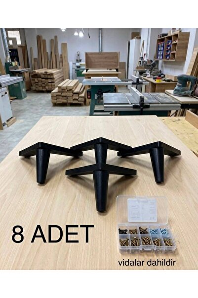 DOME HOME Gürgen ahşap 14 cm konik tasarım mobilya ayağı 8 lı paket