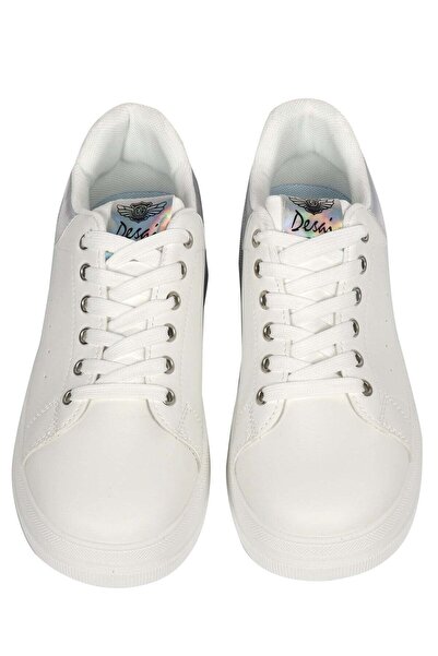 desai Women's casual shoes lace up White/Silver