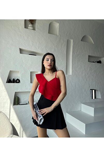 Aida Fashion Fırfırlı tek omuz bluz