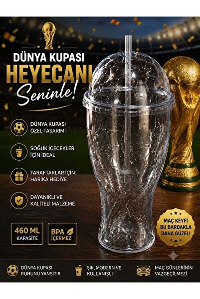 troykar 460 ML Sert Plastik Dünya Kupası Bardak Soğuk İçecek Bardağı Parti Da...