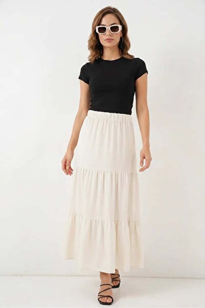 ALFA AKSESUAR 03 Women's Ruffled Cream Skirt