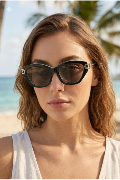 MONAL EYEWEAR Cateye Frame Women's Sunglasses Bone Frame Metal Stem Uv400 Pro...