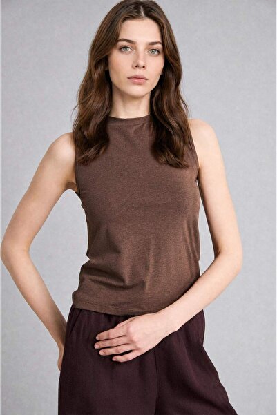 DeFacto Slim Fit Half Turtleneck Combed Cotton Light Brown Undershirt H8040Ax...