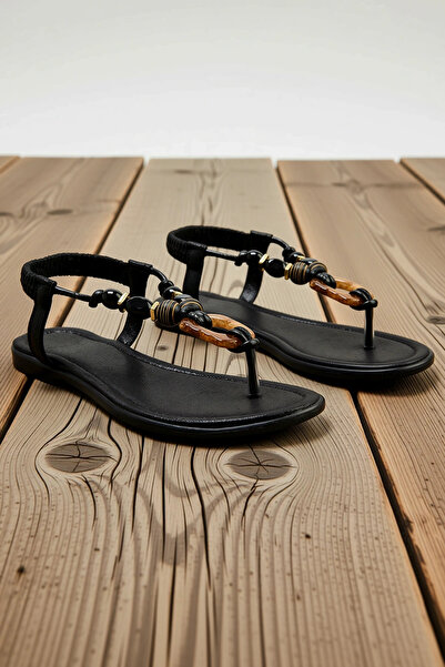 BENERLY Γυναικεία πέδιλα με λουράκι T-Strap, ίσια σόλα, μεταλλικό συνθετικό δ...