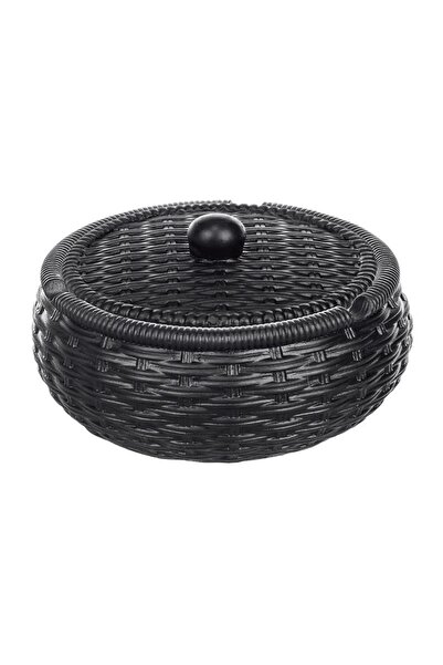 OEM Scrumieră rotundă din ciment negru cu capac Ø11x5 cm, practică și discretă