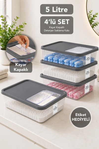 Meleni Home Cutie de depozitare pentru detergent, 4 bucăți - Organizator pent...