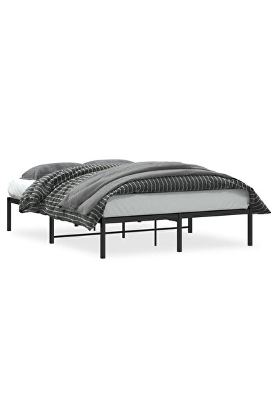 vidaxl Cadru pat metalic, negru, 140x190 cm