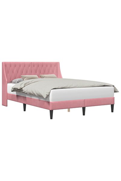 vidaxl Cadru de pat cu headboard Roz 120 x 190 cm Catifea