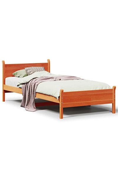 vidaxl Cadru pat fără saltea, maro ceruit, 75x190 cm, lemn masiv pin