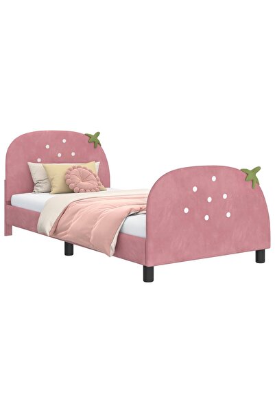 vidaxl Cadru de pat pentru copii cu spătar Roz 90 x 190 cm Catifea
