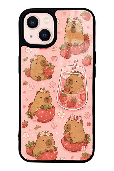 Spoyi iPhone 13 Strawberry Capybara Tasarımlı Glossy Telefon Kılıfı