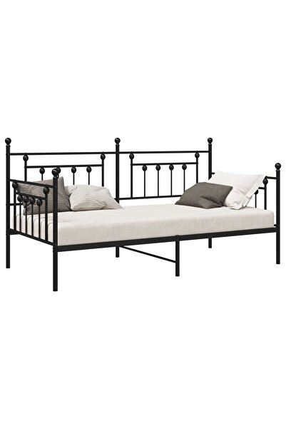 vidaxl Cadru de pat de zi Negru 107 x 203 cm Oțel