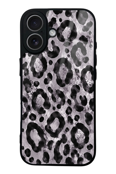 Spoyi iPhone 17 Gray Leopard Design Glossy Phone Case