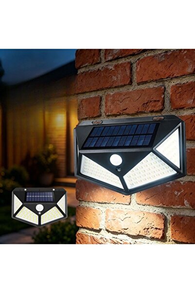 KMT Lampă Solară de Perete cu Senzor de Mișcare PIR, 3 Panouri LED Lumină Rec...