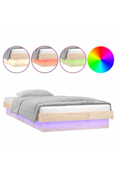 vidaxl Cadru de pat cu LED, 100x200 cm, lemn masiv