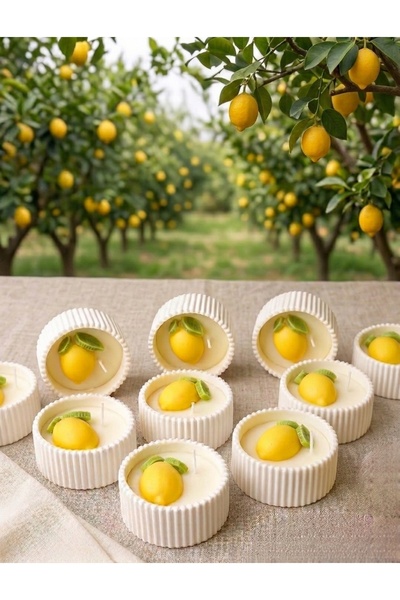 FLORYN 10'lu Limon Figürlü Kokulu Dekoratif Mum Seti – El Yapımı Hediyelik ve...