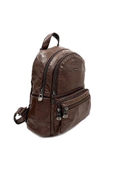 Sanmorris Rucsac de damă cu 4 compartimente, cu aspect de piele texturată SI-06