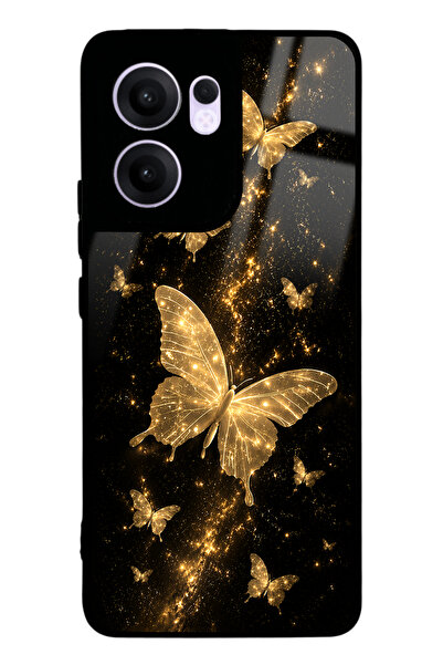 Spoyi Oppo Reno 13F Yellow Galaxy Butterfly Tasarımlı Glossy Telefon Kılıfı