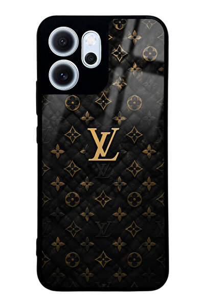 Spoyi Oppo Reno 14F Black Gold LV Tasarımlı Glossy Telefon Kılıfı