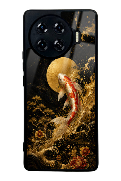Spoyi Tecno Spark 20 Pro Plus Golden Koi Elegance Tasarımlı Glossy Telefon Kı...