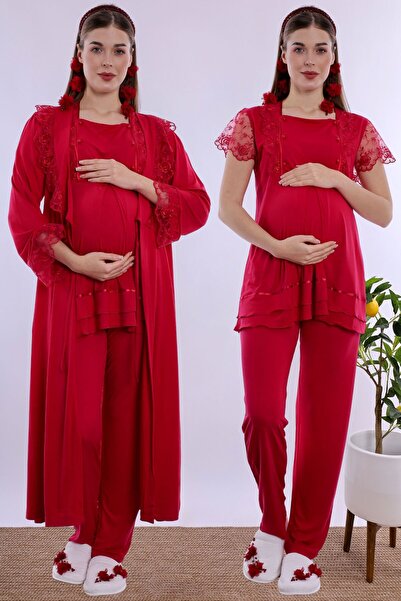 ByLohusa Cotton Pajama Set for Pregnant and Postpartum Women with Adjustable ...
