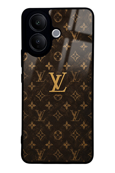 Spoyi Vivo V60 Lite Brown Gold LV Tasarımlı Glossy Telefon Kılıfı