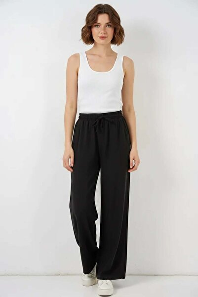 Generic Brand Women's High Waist Wide Leg Black Palazzo Trousers