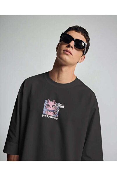 buzagi tasarım ürünleri All I Want Unisex Oversize Black T-Shirt