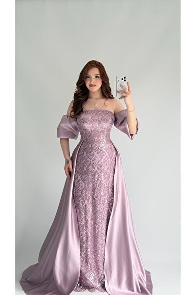 ayşenur Dinçer butik Patronus Pelerinli Abiye Lila