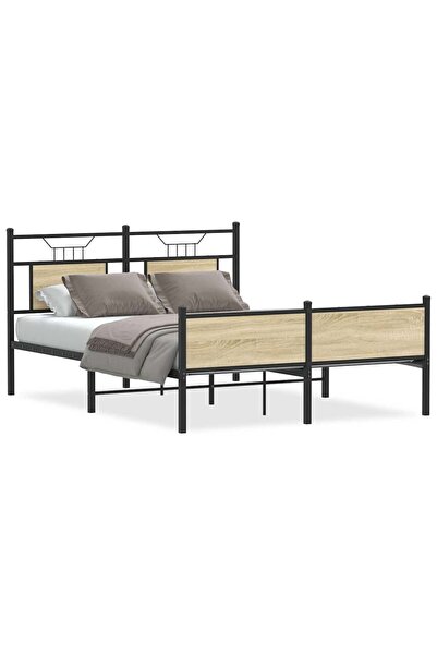 vidaxl Cadru pat fără saltea, stejar sonoma 137x190 cm lemn prelucrat