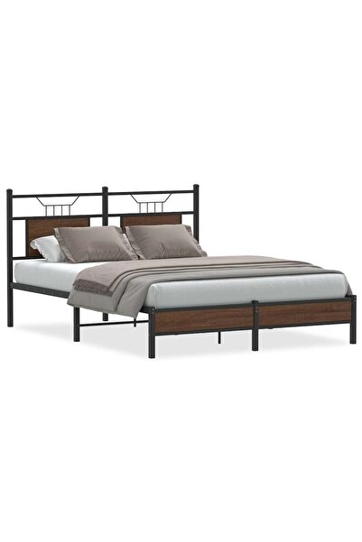 vidaxl Cadru pat fără saltea stejar maro 140x200 cm lemn prelucrat