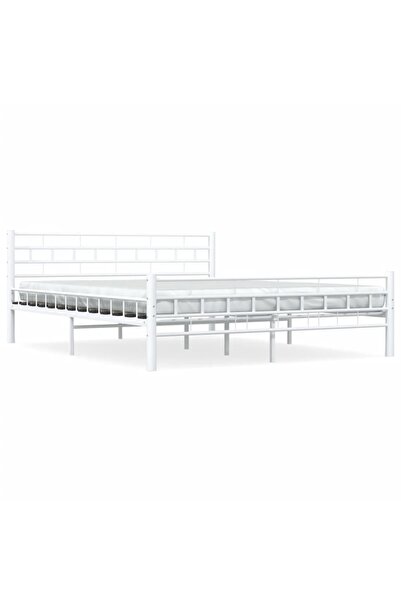 vidaxl Cadru de pat, alb, 160 x 200 cm, metal