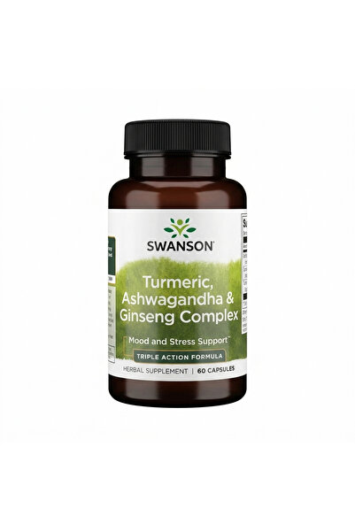 SWANSON Turmeric Ashwagandha & Ginseng Complex 60 Capsules Herbal Wellness En...