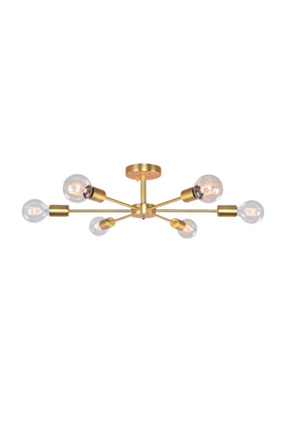 Cojom Candelabru Brati, metalic, 6x E27, stil industrial, auriu