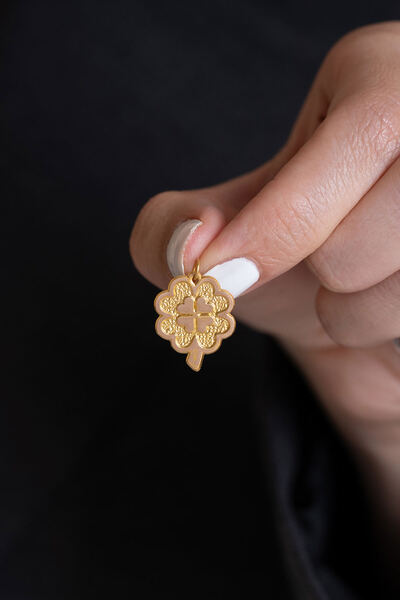 Bayar Gold 14 Ayar Altın Ultra İnce Yonca Kolye Ucu 1,6 mm
