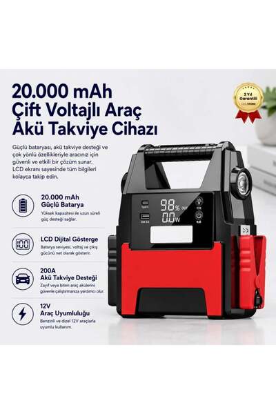 hızlı store 20.000 mAh Çift Voltajlı Araç Akü Takviye Cihazı