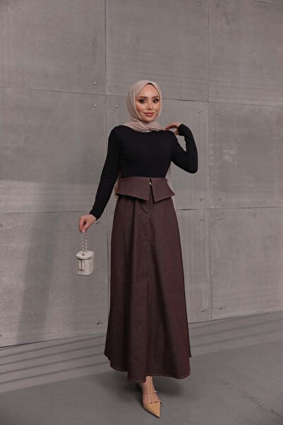 Bwest Jeans Skirt - Brown