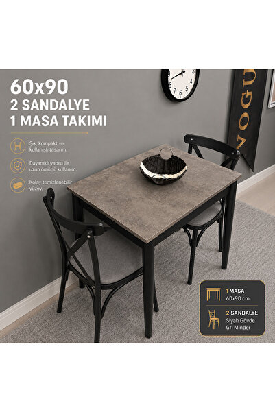 VOGUE TASARIM VE AKSESUAR 60x90 Mutfak Masası 2 Sandalyeli Takım | Küçük Yeme...