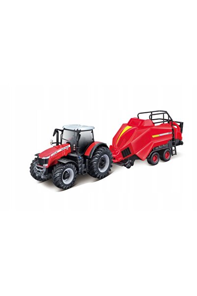 Bburago Junior Tractor Massey Ferguson 8740S + remorca Bburago