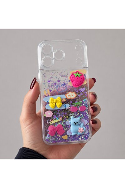 FİŞNEİLETİŞİM İPHONE 17 PROMAX UYUMLU SULU HAREKETLİ MOR KILIF