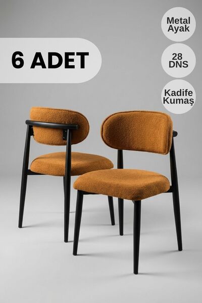 Orysa Design SN-1 Metal Ayaklı Bohem Sandalye 6 Adet - Kiremit