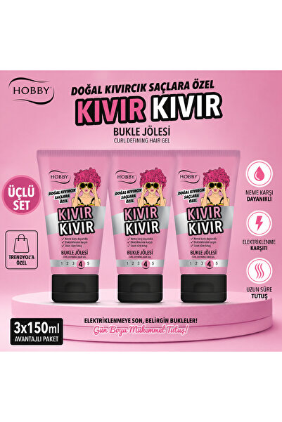 Hobby Doğal Kıvırcık Saçlara Özel Bukle Belirginleştirici Tüp Jöle 150 ml 3 Adet