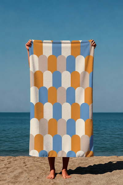Luvis Store Retro Arches Geometric Pattern Printed Beach Towel