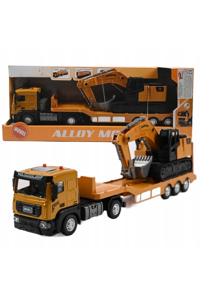 Midex Camion de transport de construcții cu excavator, cu lumini și sunete.