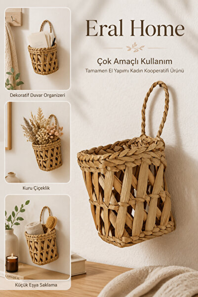 SS ERAL KOOP Decorative Handmade Minimal Natural Wicker Bohemian Basket Organ...