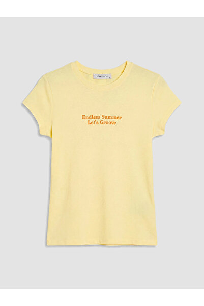 LC Waikiki Yellow Crew Neck Printed Women's T-Shirt